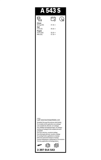 BOSCH 3 397 014 543 Číslo výrobce: A 543 S. EAN: 4047026434255.