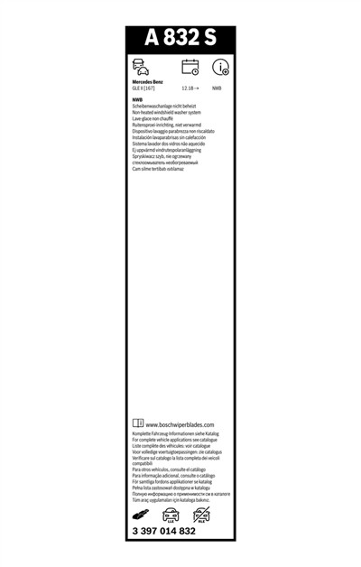 BOSCH 3 397 014 832 Číslo výrobce: A 832 S. EAN: 4047023044839.