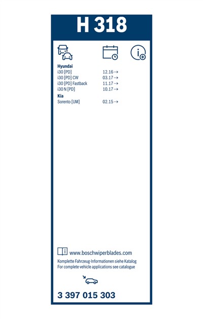 BOSCH 3 397 015 303 Číslo výrobce: H 318. EAN: 4047026242966.