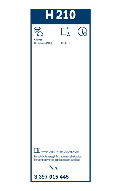 BOSCH 3 397 015 445 Číslo výrobce: H 210. EAN: 4047026411430.