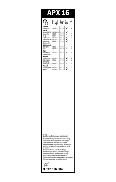 BOSCH 3 397 016 304 Číslo výrobce: APX 16. EAN: 4047026836981.