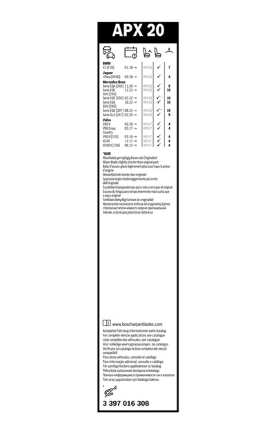 BOSCH 3 397 016 308 Číslo výrobce: APX 20. EAN: 4047026837087.
