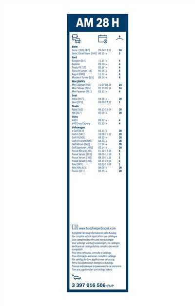BOSCH 3 397 016 506 Číslo výrobce: AM 28 H. EAN: 4047026491876.