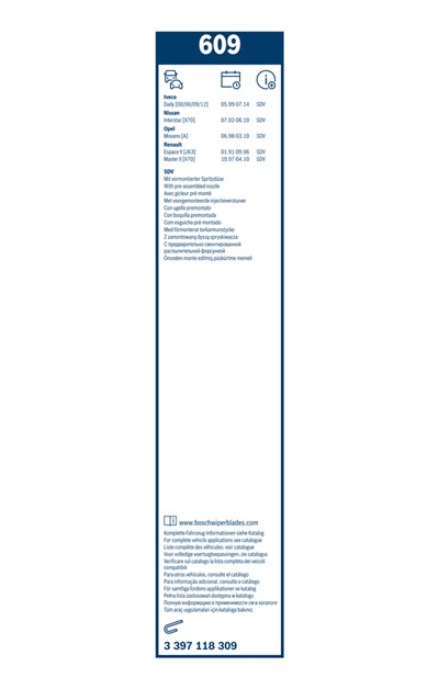 BOSCH 3 397 118 309 Číslo výrobce: 609. EAN: 3165143935484.