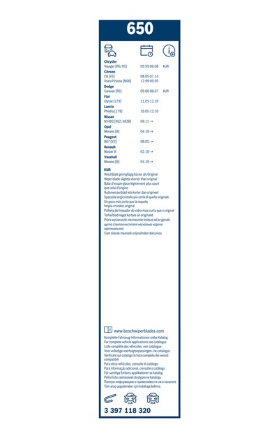 BOSCH 3 397 118 320 Číslo výrobce: 650. EAN: 3165143330227.