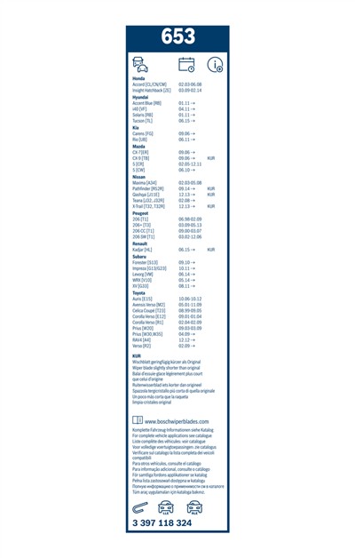 BOSCH 3 397 118 324 Číslo výrobce: 653. EAN: 3165141218527.