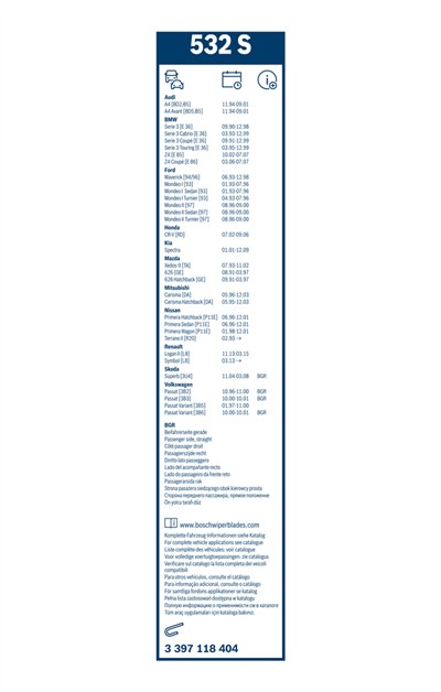 BOSCH 3 397 118 404 Číslo výrobce: 532 S. EAN: 3165141087727.