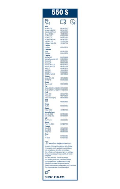 BOSCH 3 397 118 421 Číslo výrobce: 550 S. EAN: 3165141087796.