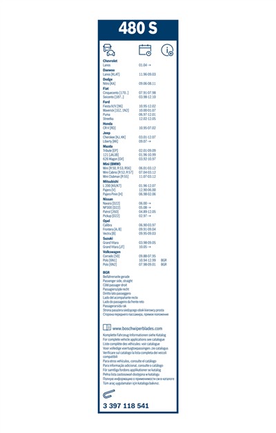 BOSCH 3 397 118 541 Číslo výrobce: 480 S. EAN: 3165141087581.