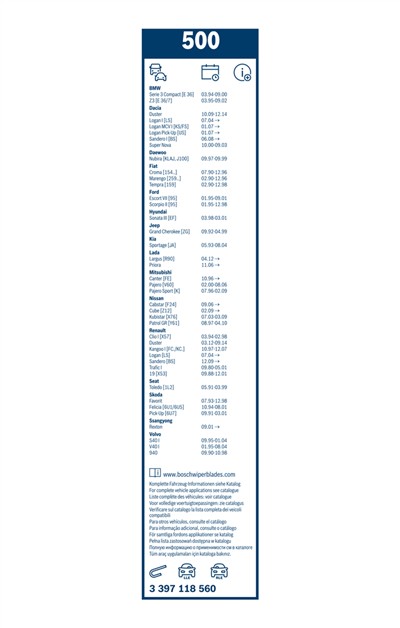 BOSCH 3 397 118 560 Číslo výrobce: 500. EAN: 3165141087611.