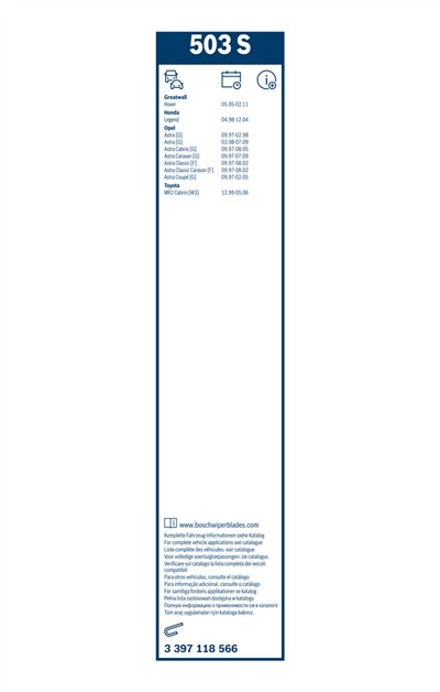 BOSCH 3 397 118 566 Číslo výrobce: 503 S. EAN: 3165143197042.