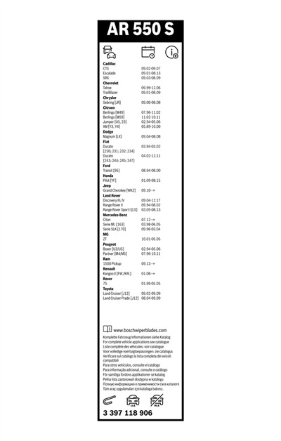 BOSCH 3 397 118 906 Číslo výrobce: AR 550 S. EAN: 3165143613986.