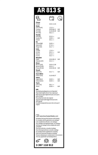 BOSCH 3 397 118 912 Číslo výrobce: AR 813 S. EAN: 3165143614044.