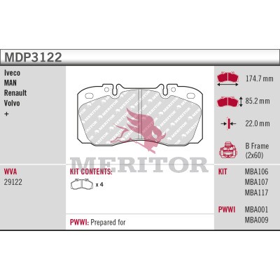MERITOR MDP3122 Číslo výrobce: 29122.