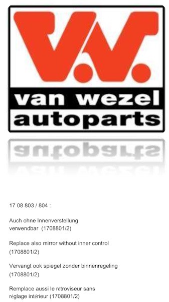 VAN WEZEL 1708804 EAN: 5410909131098.