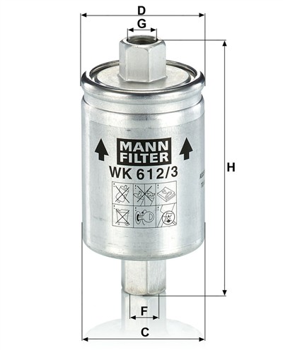 MANN-FILTER WK 612/3 EAN: 4011558915704.