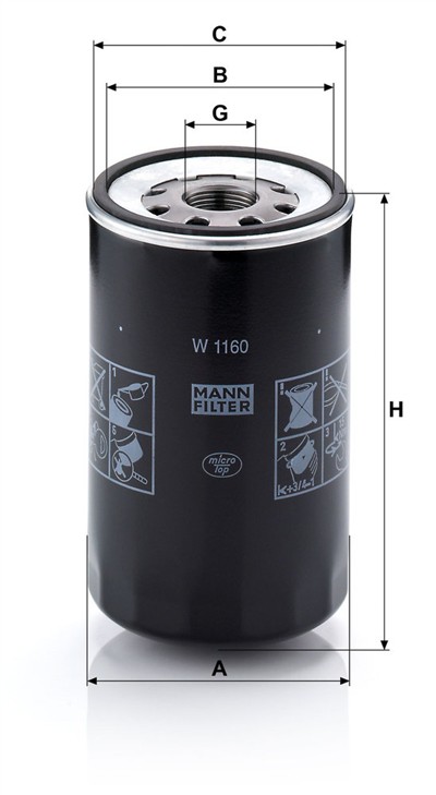 MANN-FILTER W 1160 EAN: 4011558715601.