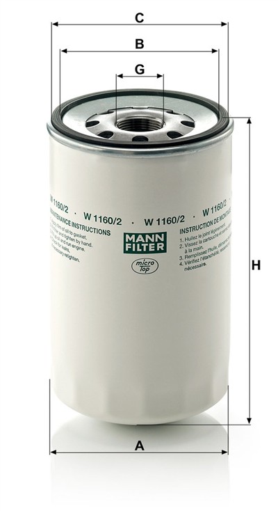 MANN-FILTER W 1160/2 EAN: 4011558724603.