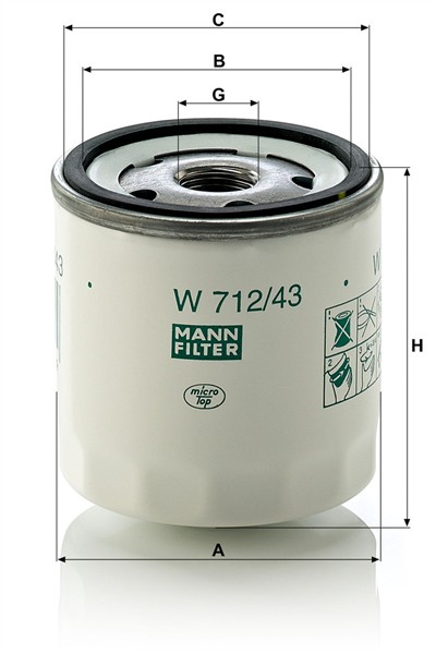 MANN-FILTER W 712/43 EAN: 4011558730000.