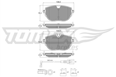 TOMEX Brakes TX 60-62 Číslo výrobce: 26268.