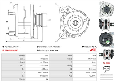 AS-PL A0627S EAN: 5902129109518.