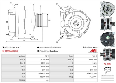 AS-PL A0701S EAN: 5902129108672.