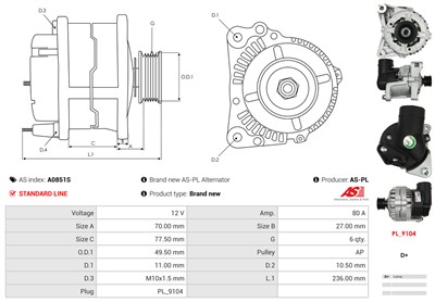 AS-PL A0851S EAN: 5902129165613.