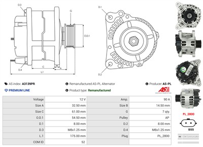 AS-PL A3139PR EAN: 5902129087687.