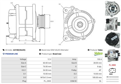 AS-PL A3198(VALEO) EAN: 5901259484595.