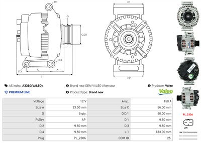AS-PL A3360(VALEO) EAN: 5902129051916.