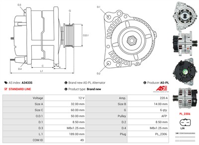 AS-PL A3433S EAN: 5902129109600.