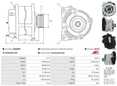 AS-PL A3439PR EAN: 5902129199281.