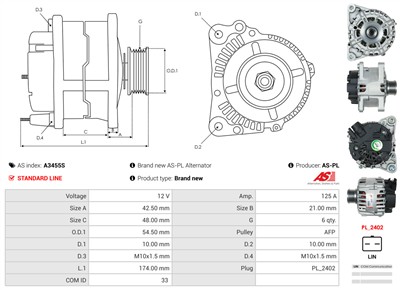 AS-PL A3455S EAN: 5902129122074.