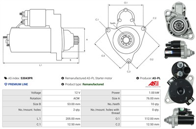 AS-PL S3043PR EAN: 5902129095217.