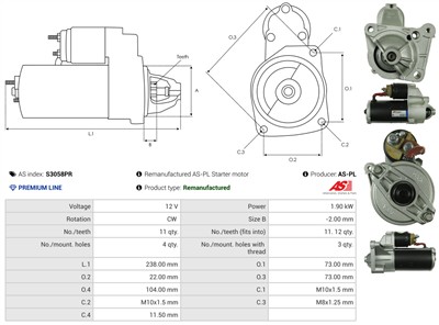 AS-PL S3058PR EAN: 5902129092933.