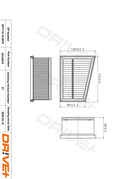 Dr!ve+ DP1110.10.0070 Číslo výrobce: DFA0070. EAN: 5907714164965.