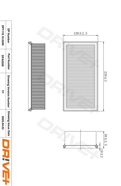 Dr!ve+ DP1110.10.0205 Číslo výrobce: DFA0205. EAN: 5907714151798.