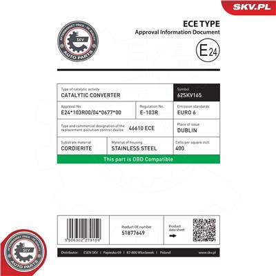 ESEN SKV 62SKV165 Číslo výrobce: 62SKV165. EAN: 5906302279159.