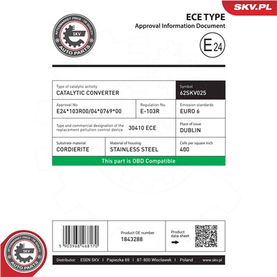 ESEN SKV 62SKV025 EAN: 5903968468170.
