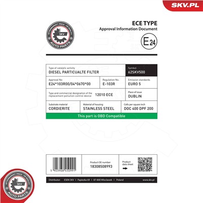 ESEN SKV 62SKV500 EAN: 5903968450991.