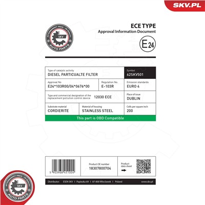ESEN SKV 62SKV501 EAN: 5903968451004.