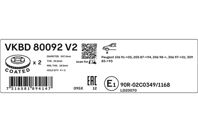 SKF VKBD 80092 V2 EAN: 7316581894147.