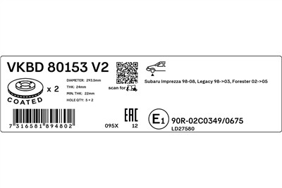 SKF VKBD 80153 V2 EAN: 7316581894802.