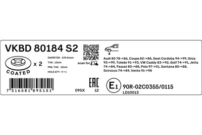 SKF VKBD 80184 S2 EAN: 7316581895151.