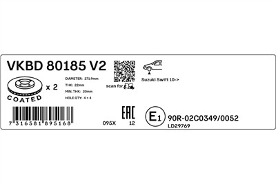 SKF VKBD 80185 V2 EAN: 7316581895168.