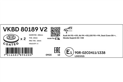 SKF VKBD 80189 V2 EAN: 7316581895205.