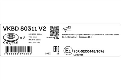 SKF VKBD 80311 V2 EAN: 7316581896653.