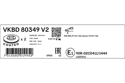 SKF VKBD 80349 V2 EAN: 7316582019952.