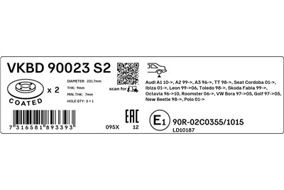 SKF VKBD 90023 S2 EAN: 7316581893393.