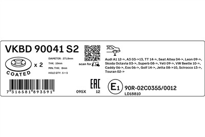 SKF VKBD 90041 S2 EAN: 7316581893591.